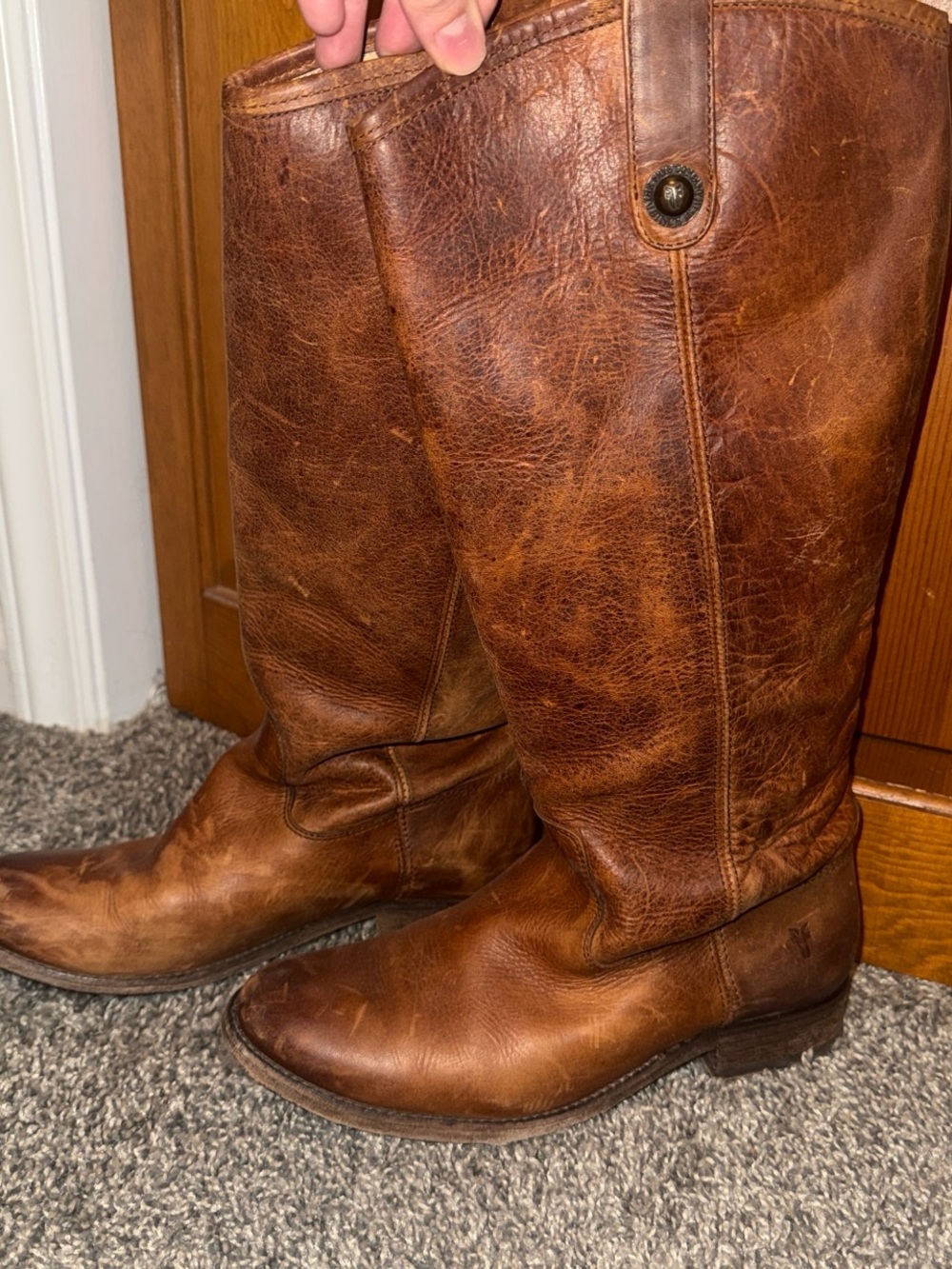 Frye Men's Cognac Brown Leather Western Pull-On Boots